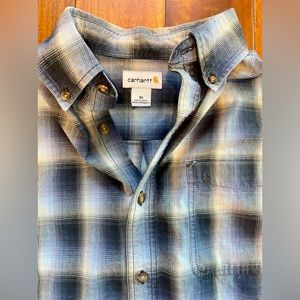 Men's Carhartt Blue Plaid Button Up Shirt XL